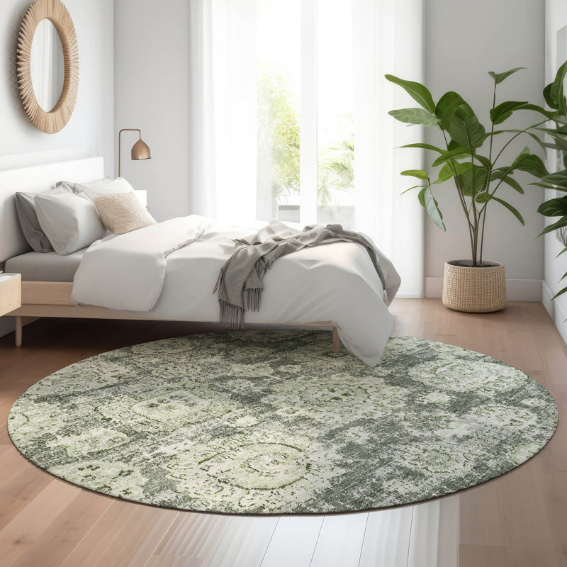 Tapis aloès Cerrito lavable à la machine de qualité supérieure, Rond 8 pi