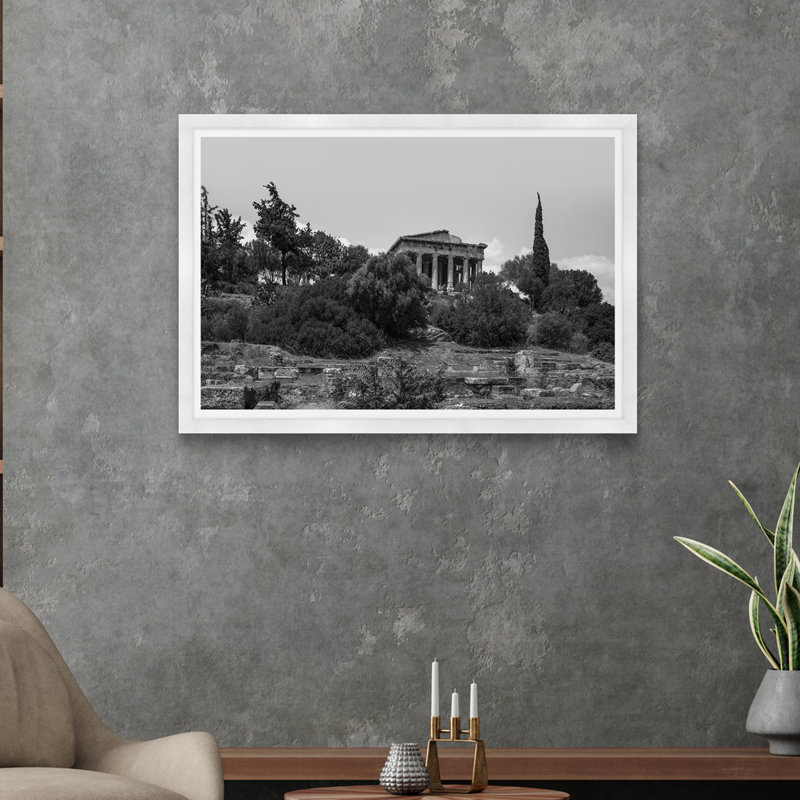 Héphaïstos II en noir et blanc, Cadre blanc, H 29 po x l 42 po x P 1,5 po