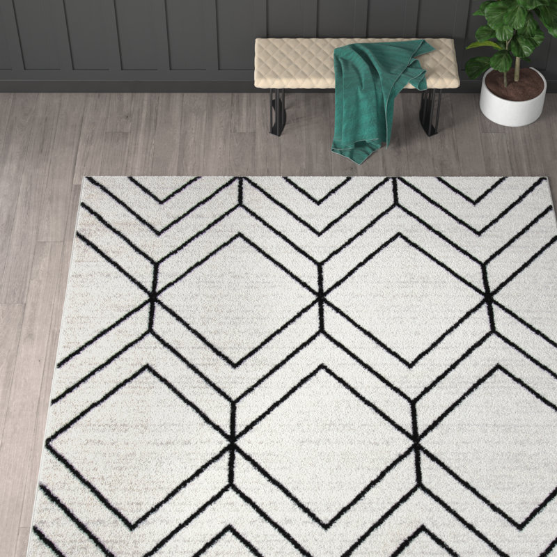 Tapis gris clair / noir Cargian, Rectangle 9 pi x 12 pi
