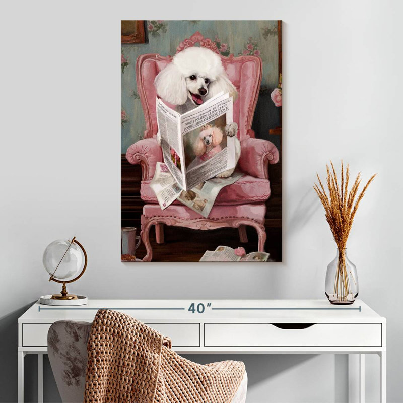 Brampt Poodle Reading News, 30" H x 20" W