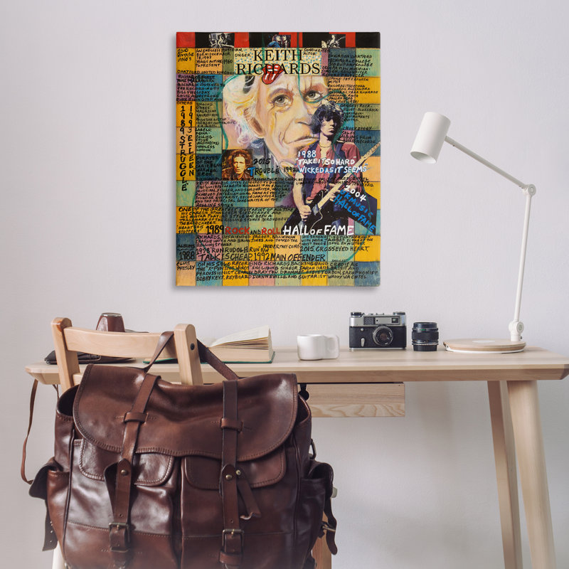 «Keith Richards Collage» par Sabin, H 48 po x l 36 po