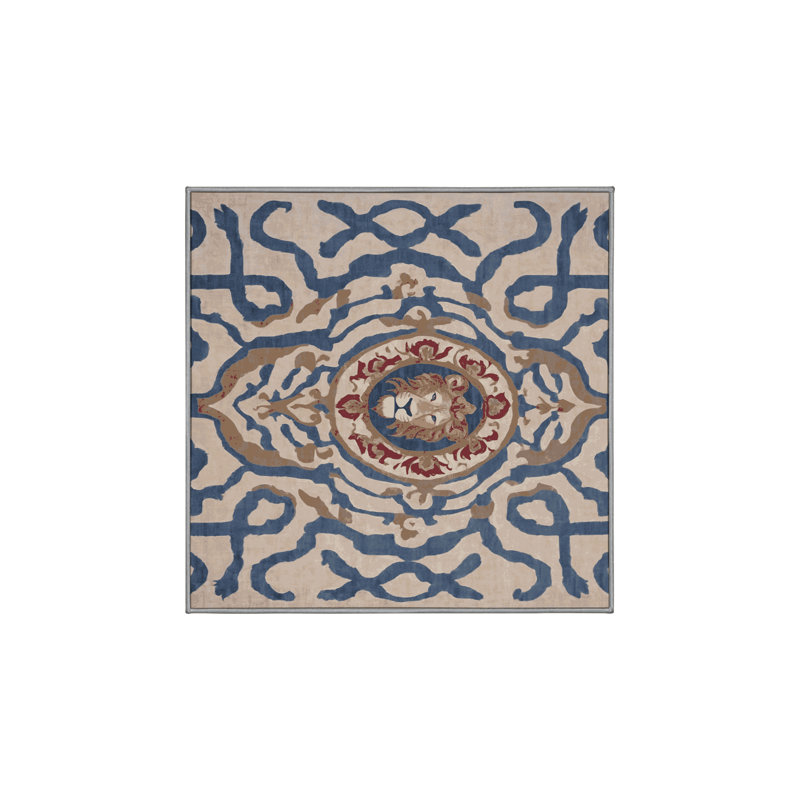 Machine Washable Gray Area Rug, Square 8'