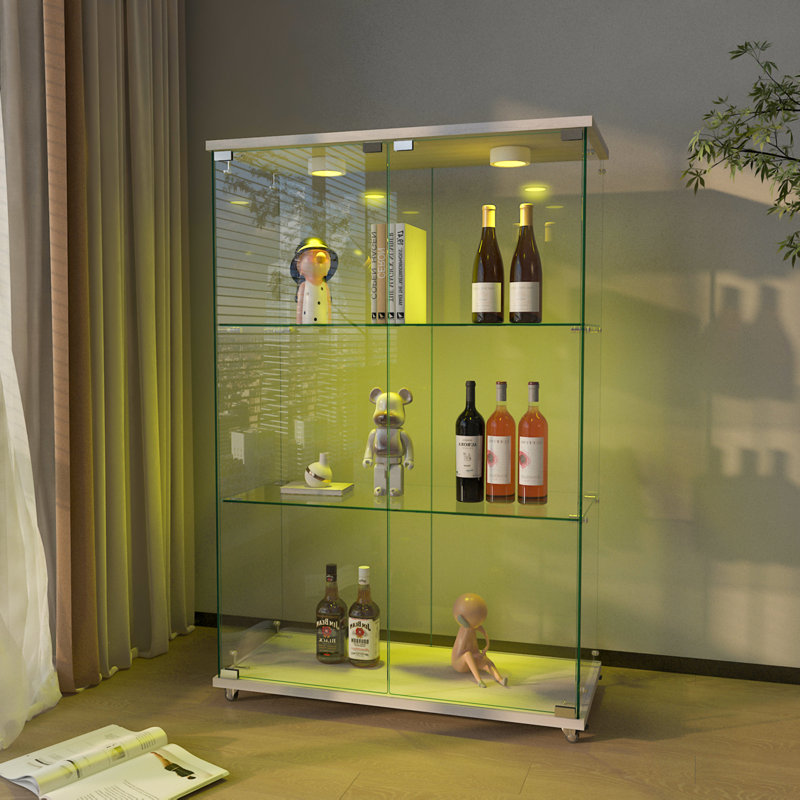 Vitrine moderne en verre avec lumières DEL
