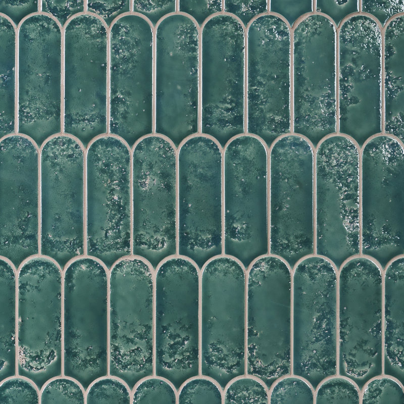 Airy 2,83 po X 7,68 po Carrelage mural texturé en céramique brillante (5,16 pieds carrés / caisse), Vert Jade