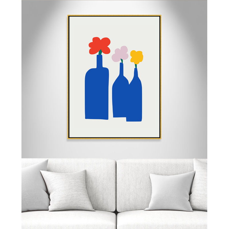 «Bold Blooms Trio Print» par Dean, L 31,5 po x H 41,5 po, Framed Canvas, Flotteur doré