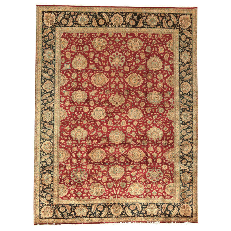 Tapis rectangulaire en laine noué à la main