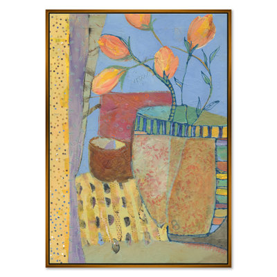 «Yellow Tulips» par Jill Krasner - Peinture sur toile à cadre unique