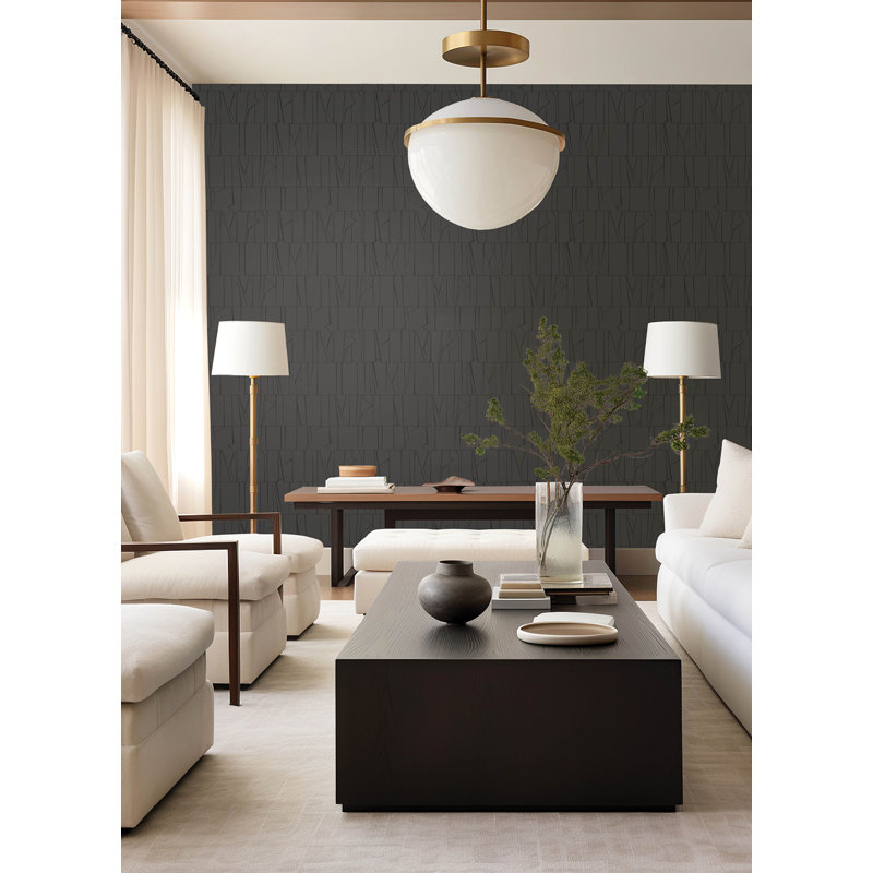Huntington Indigo Geometric Stripe Wallpaper, Black