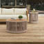 Ensemble de table rustique industrielle, table basse et table d'appoint avec corde tissée, fonctionnalité moderne pour un décor intérieur élégant