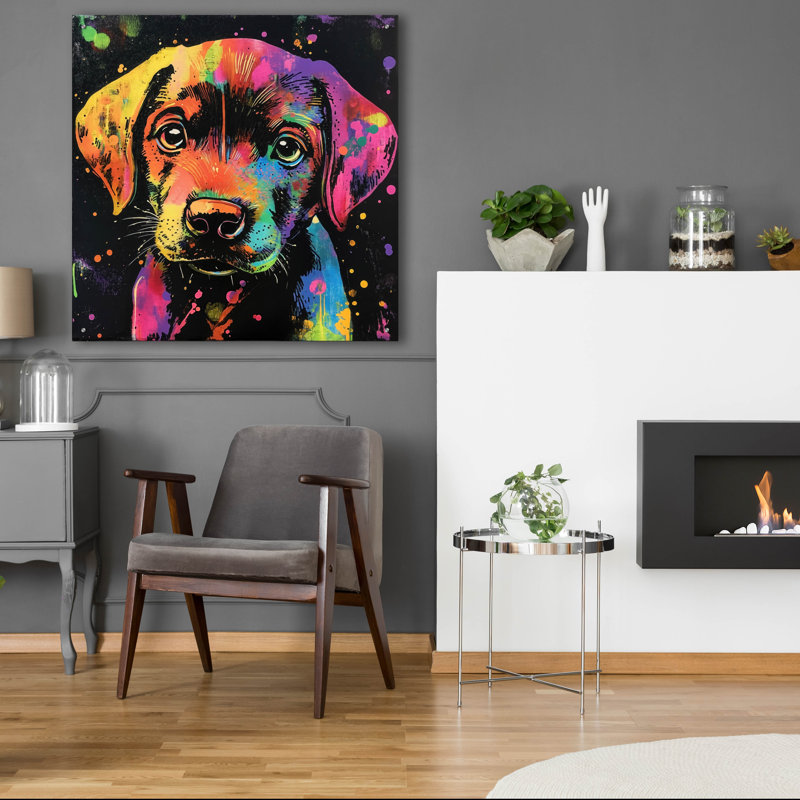  «Woof Labrador Retriever» par Rich Monet, art mural en verre acrylique, 36 po x 36 po, H 36 po x l 36 po