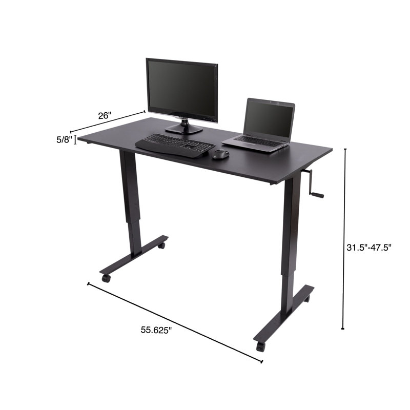 Adjustable Height Steel Standing Desk, Black