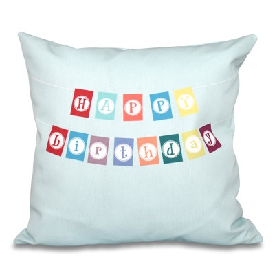 Housse de coussin carrée à imprimé happy birthday