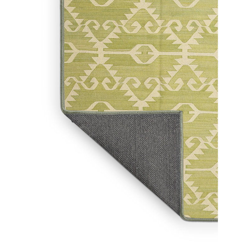Tapis de zone beige/vert contemporain, Rectangle 2 pi x 5 pi