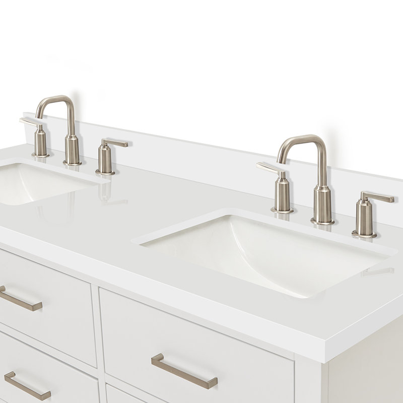 73'' W Double Vanity, Brushed Nickel, White, 61"