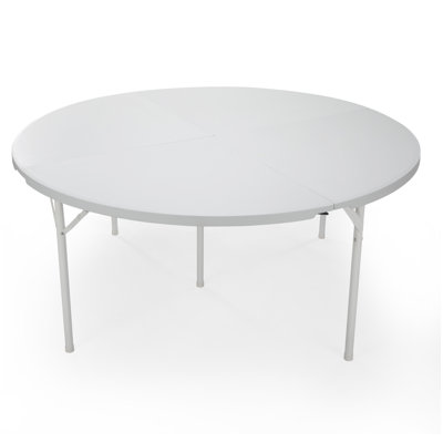 Table ronde pliante en plastique avec poignée, table pliante ronde, pour fêtes, événements, blanc