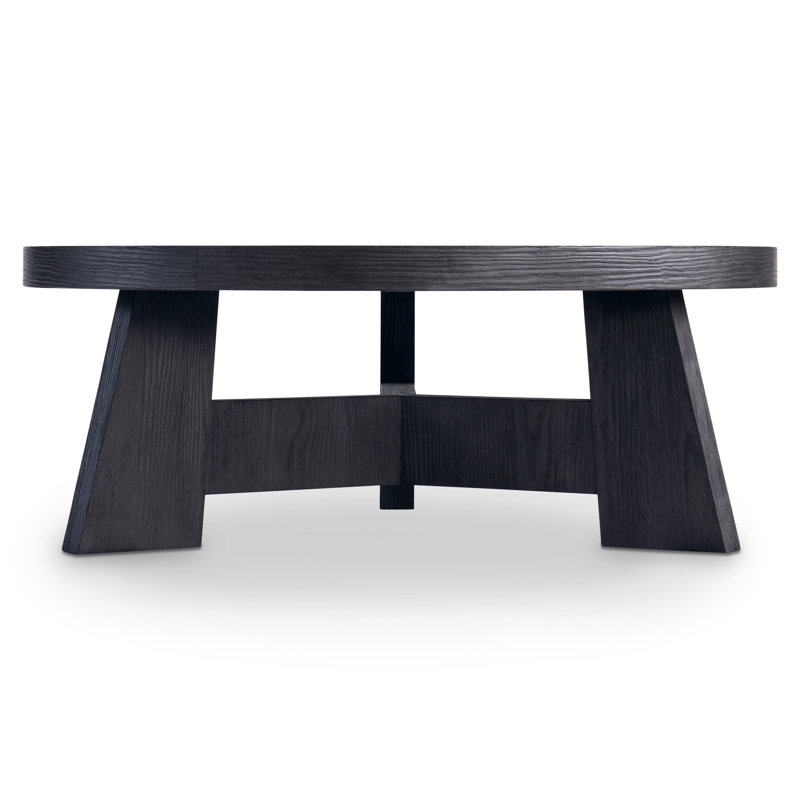 L'Ombre Black Round Wood Contemporary Coffee Table 42"