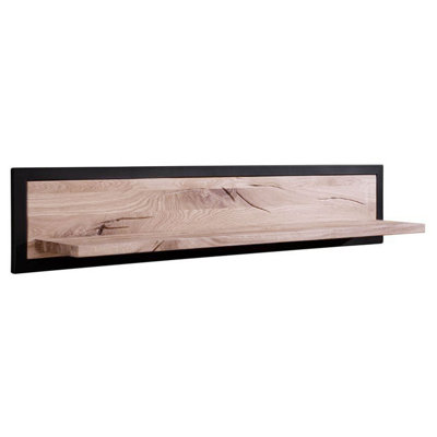 Villanders Oak Solid Wood Floating Shelf with Adjustable Shelves