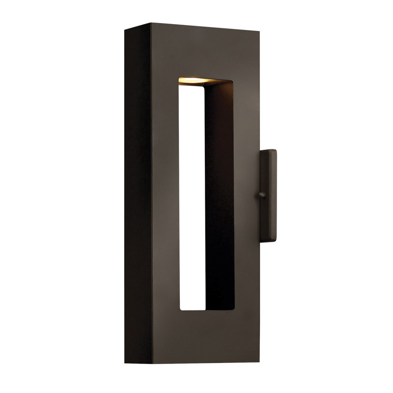 Atlantis Outdoor Wall Mount Lantern w/ Integrated LED, 16" H x 2.75" W, Bronze, LED