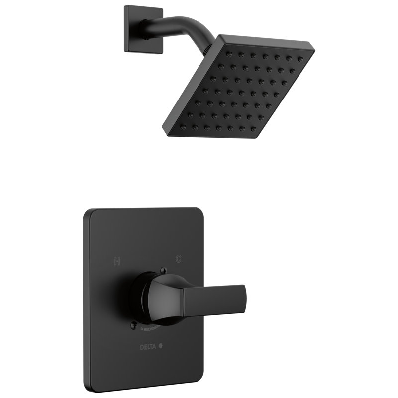 Ensemble de robinet de douche à fonction unique Velum, ensemble de garniture de valve, pomme de douche et poignée, Noir mat
