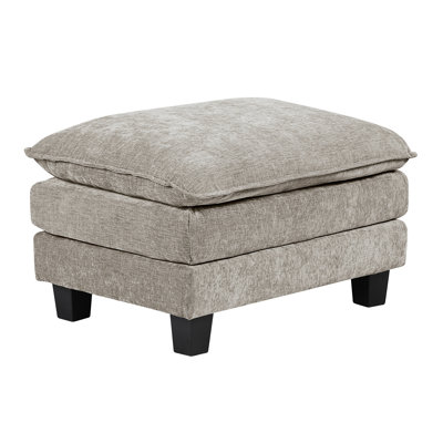 Rectangle avec esthétique et fonctionnalité contemporaines, revêtement en chenille, structure en contreplaqué, coussin de siège attaché, pieds en faux bois noir, largeur de 34 po, hauteur de 20,5 po, revêtement moderne