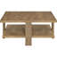 Table basse et de bout carrée deux pièces, finition manguier, bois d'ingénierie, table de rangement ouverte de style rustique, bois franc d'aspect, pieds larges pour le soutien