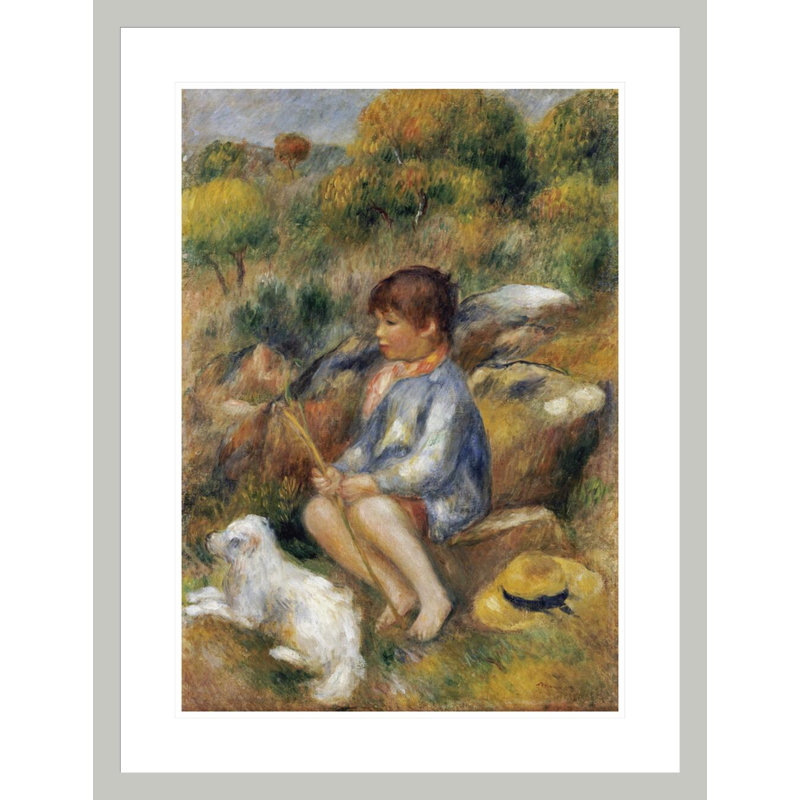 «Young Boy By a Brook» par Pierre-Auguste Renoir, impression giclée encadrée, 29,5 po H x 22,62 po L