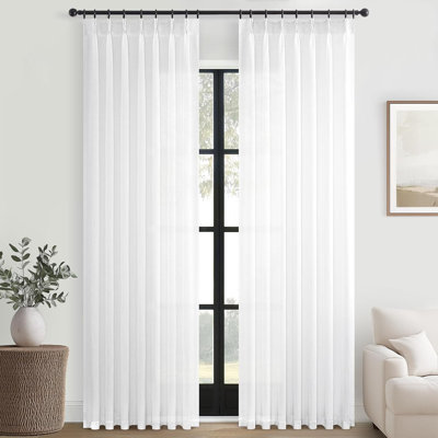 White Crepe Linen Curtains
