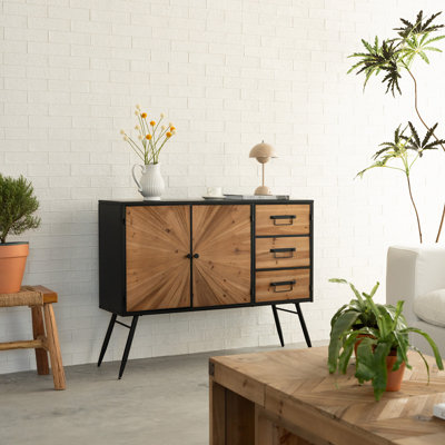 43 * 33 inch Console Sideboard Cabinet With Radiating Parquet by George Oliver