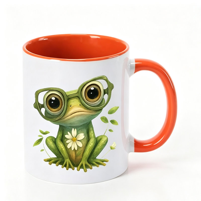 1pc Ceramic Mug with Glasses & Flower Print Coffee Cup - Cute Novelty Tea/Cocoa Cup, Hand Wash Only, Multi-Color Options Suitable for Tea.