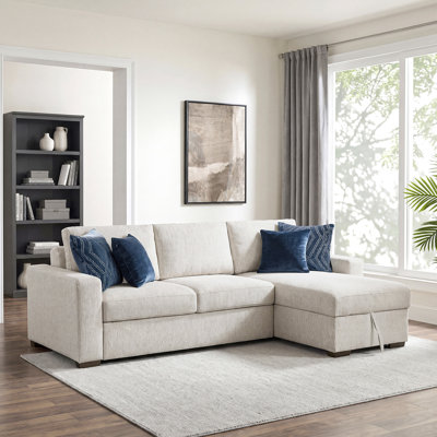 Mischa 110.5" Modern & Contemporary Microfiber 2-Piece Sectional Sofa with Convertible and Reversible Chaise, Hidden Storage, Click Motion Back