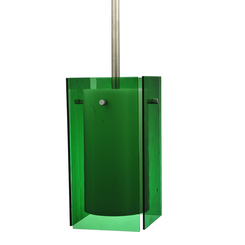 Luminaire suspendu rectangulaire 1 lumière, Vert, Chrome