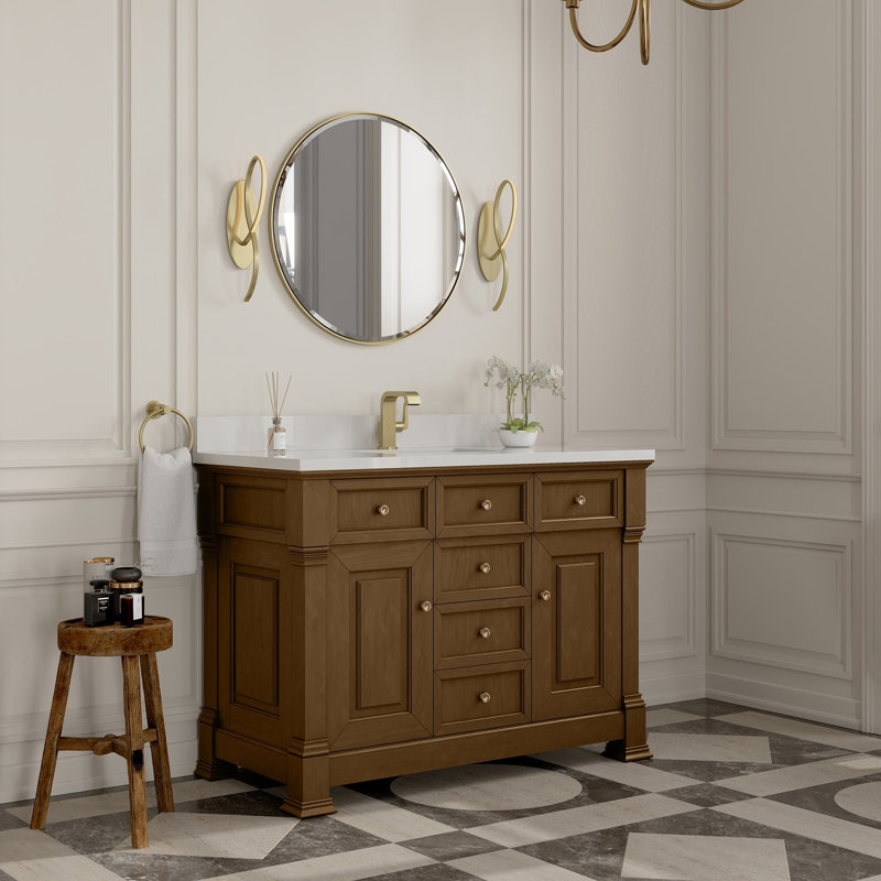 Brookfield 47.75'' W Single Bathroom Vanity Base, Honey Oak