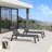 Outdoor Oversized Patio Chaise Pool Lounger Aluminum Frame With Side Table And Wheels-1454695283