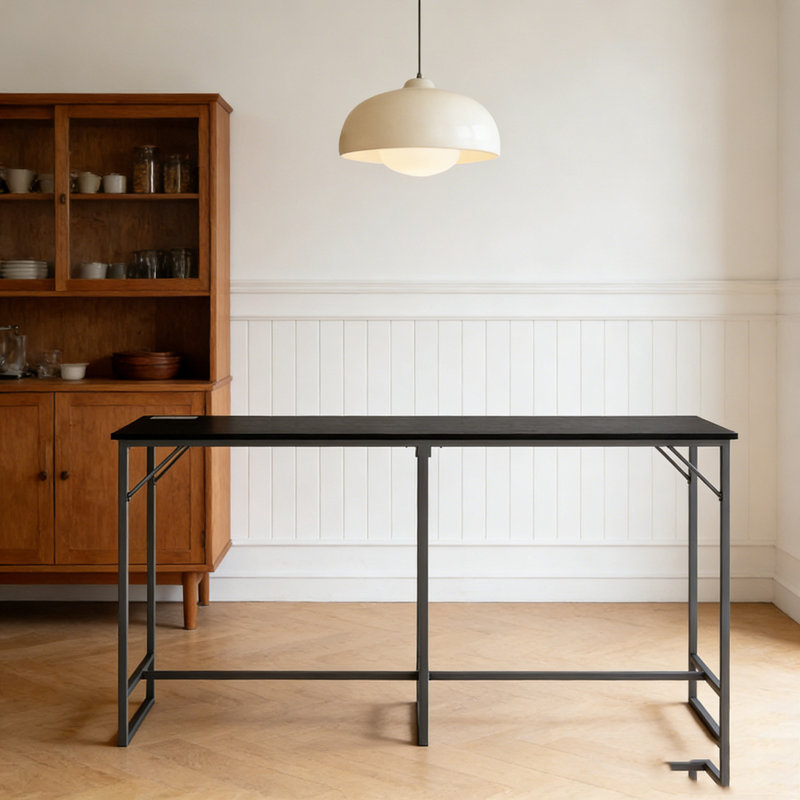 Rectangular Height Table,Table with Charging Station, Black