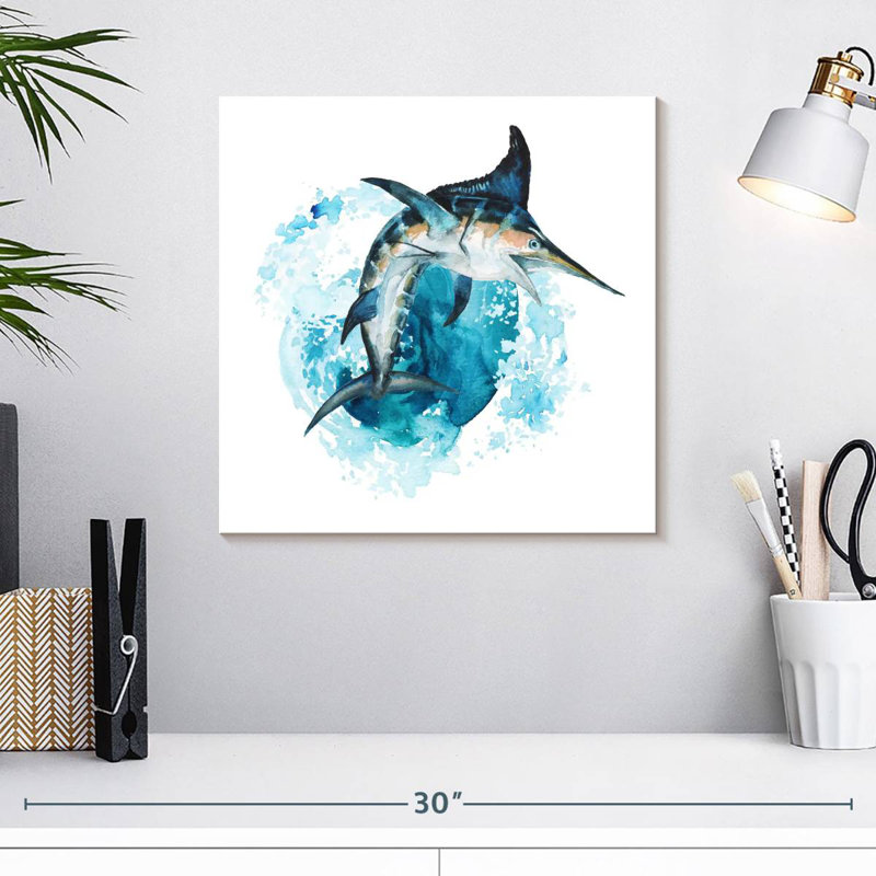 Brampt Blue Marlin Splash, 16" H x 16" W
