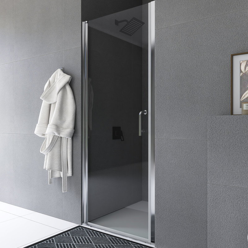 30 In. W X 72 In. H Pivot Semi-Frameless Shower Door In Finsh, Chrome