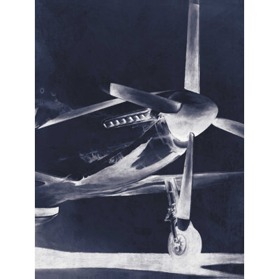 Avion bleu marine rétro - impression sur toile tendue
