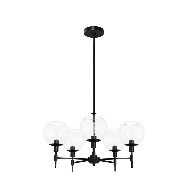 Lomawai 5 - Light Dimmable Modern Linear Chandelier, Matte Black