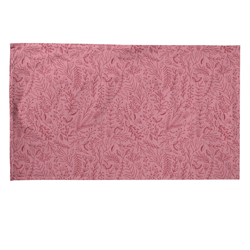 Serviette de thé à motif floral ditsy, Rouge, Sergé de coton