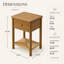 Table de chevet noyer brun avec coins arrondis, pieds en bois massif, tablette en jute et tiroir pour la chambre à coucher