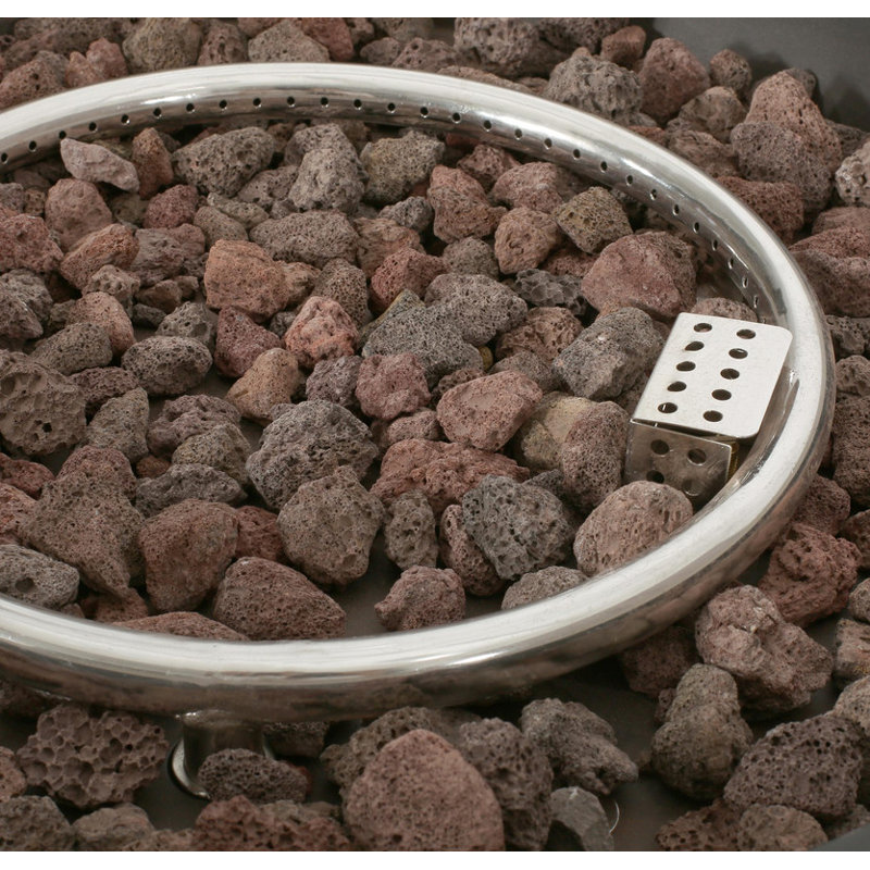 50,000 BTU Light Grey Round MgO Concrete Propane Fire Pit - Perfect for Outdoor Patio & Garden, Light Gray