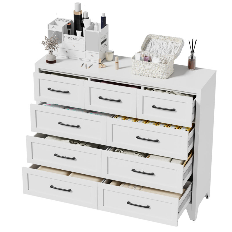 Commode haute 9 tiroirs, Blanc