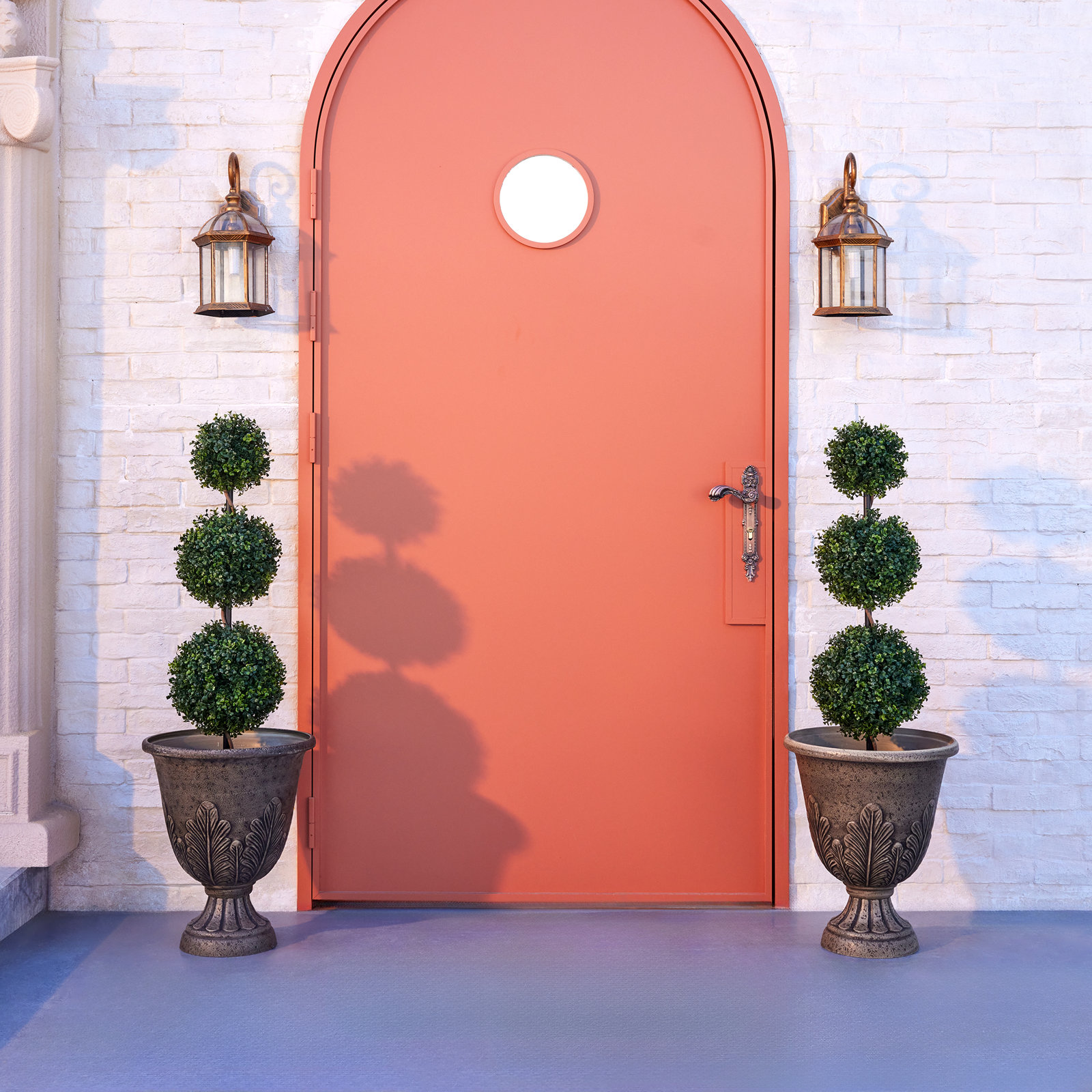 Artificial Boxwood Topiary In Pot - UV Resistant Triple Ball Faux Plant For Indoor/Outdoor Porch Décor, 1, 36” x 10.4”