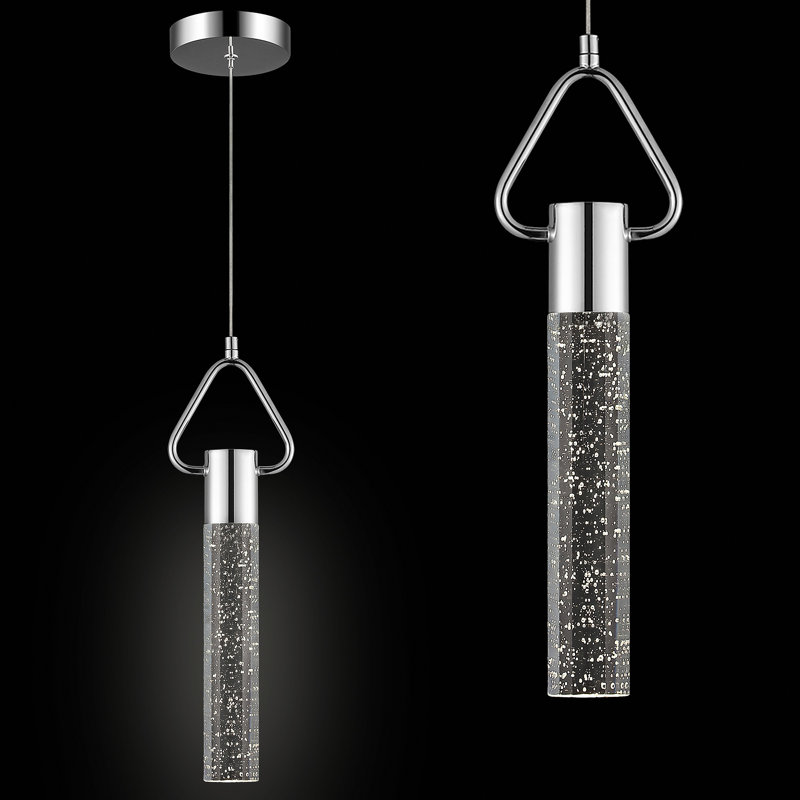 Luminaire suspendu en cristal Brevick, Argent, Triangle, 1 lumières