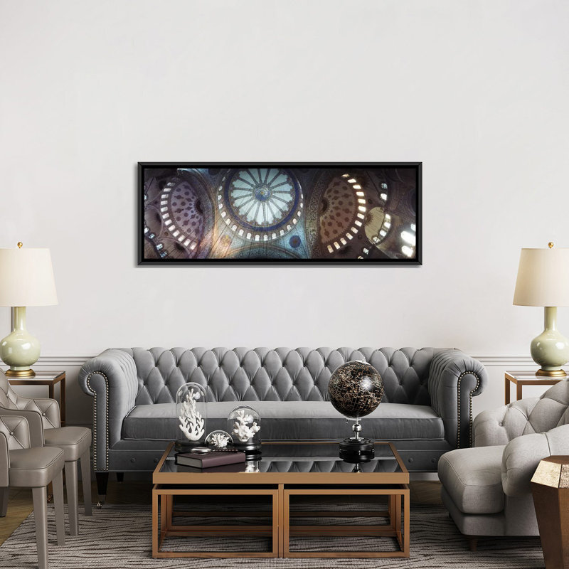 «Panoramic Blue Mosque, Istanbul, Turquie», reproduction d'art sur toile tendue, H 16 po x l 48 po x P 1,5 po, Cadre noir