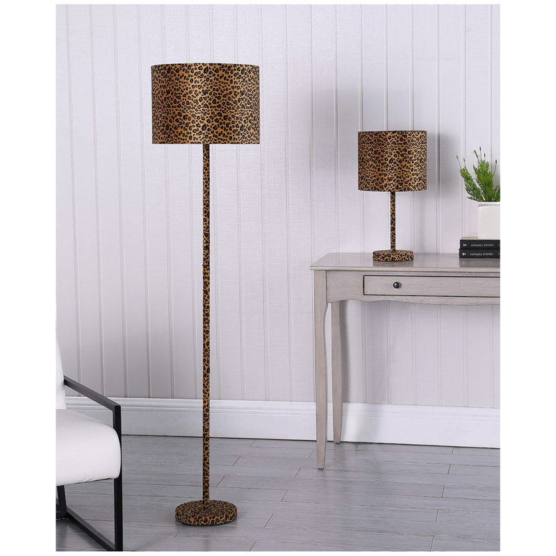 Lampe de table 19,25 po en faux suède à imprimé léopard