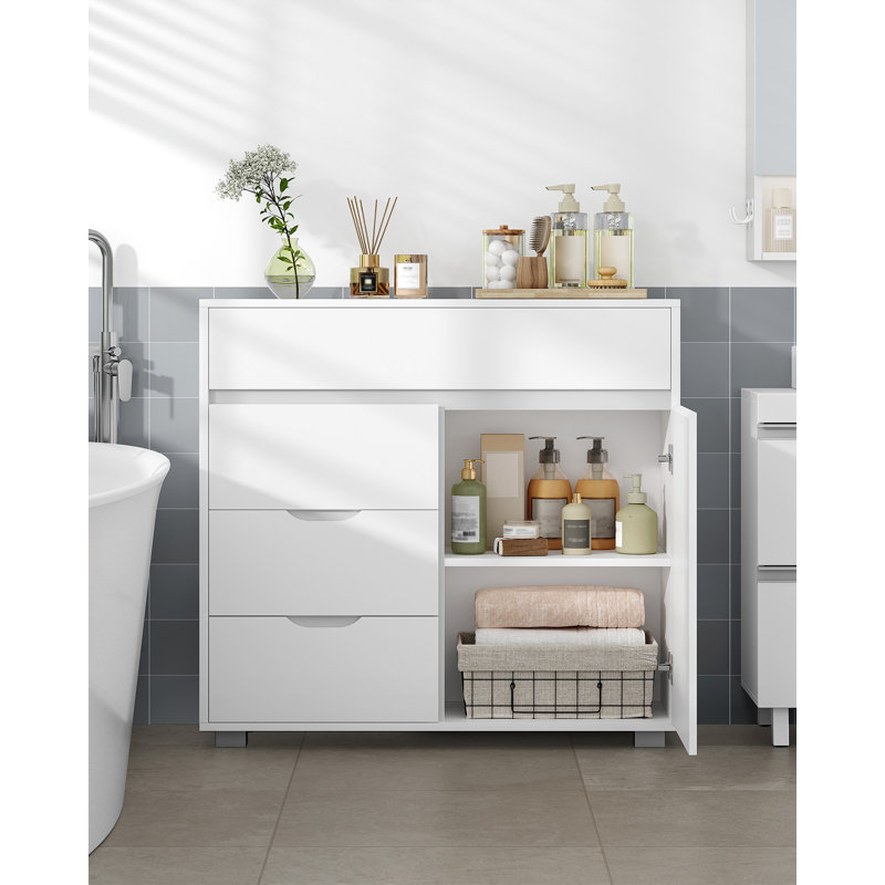 Sideboard Storage Cabinet, Morden Kitchen Cabinets with Adjustable Shelf, Freestanding Kitchen Cupboard Buffet, for Dining Room, Living Room, White 