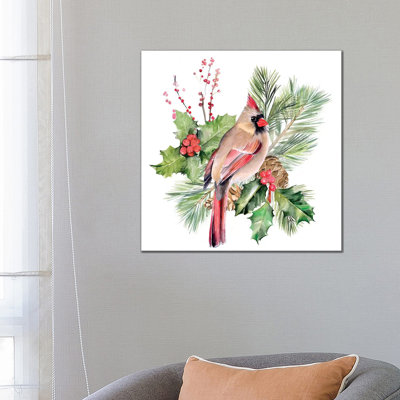Cardinal Holly Christmas II by Jennifer Paxton Parker - Wrapped Canvas Gallery-Wrapped Canvas Giclée