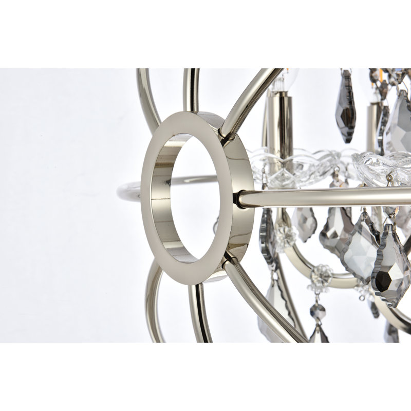 Lustre sphérique unique à 6 lumières Svante, Ombrage argent (gris), Nickel poli