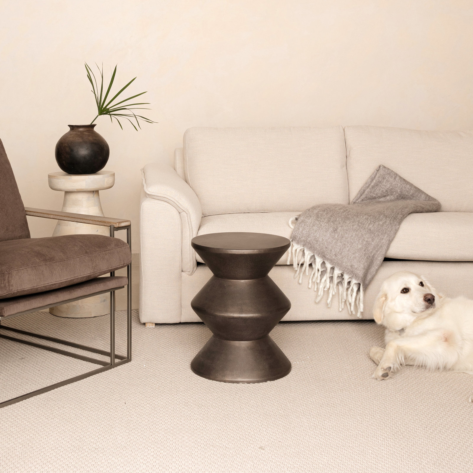 Isiah Concrete Inverted Side Table, Bronze